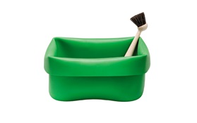 Washing up bowl green frontview on white background 